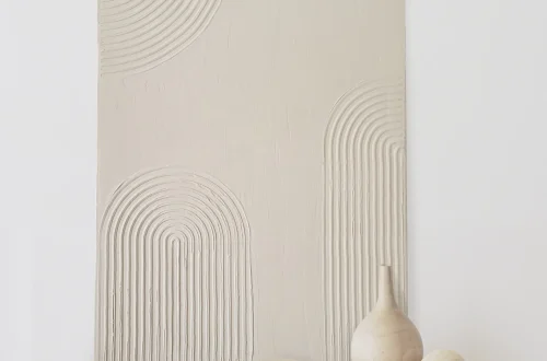 Acrylbild Beige-Arches mit Struktur. Scansi style, modernes Interior Design, Strukturpaste. Zum Verkauf
