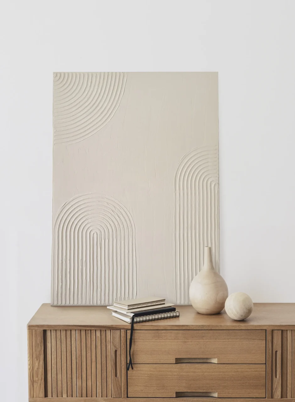 Acrylbild Beige-Arches mit Struktur. Scandi style, modernes Interior Design, Strukturpaste. Zum Verkauf