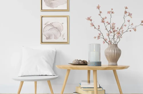 Modernes, beiges Acrylbild mit Struktur. Bögen. Scandi Style, modernes Wohnzimmer, Interior-Design