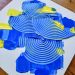 acrylbild azure blue circles mit strukturpaste azur blau mit gelb