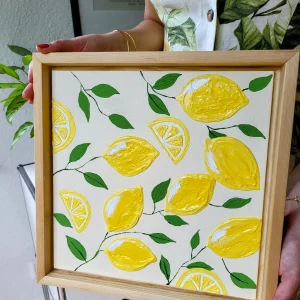 Acrylbild "Amalfi Lemons" Zitronen gelb aus Acrylfarben und Strukturpaste