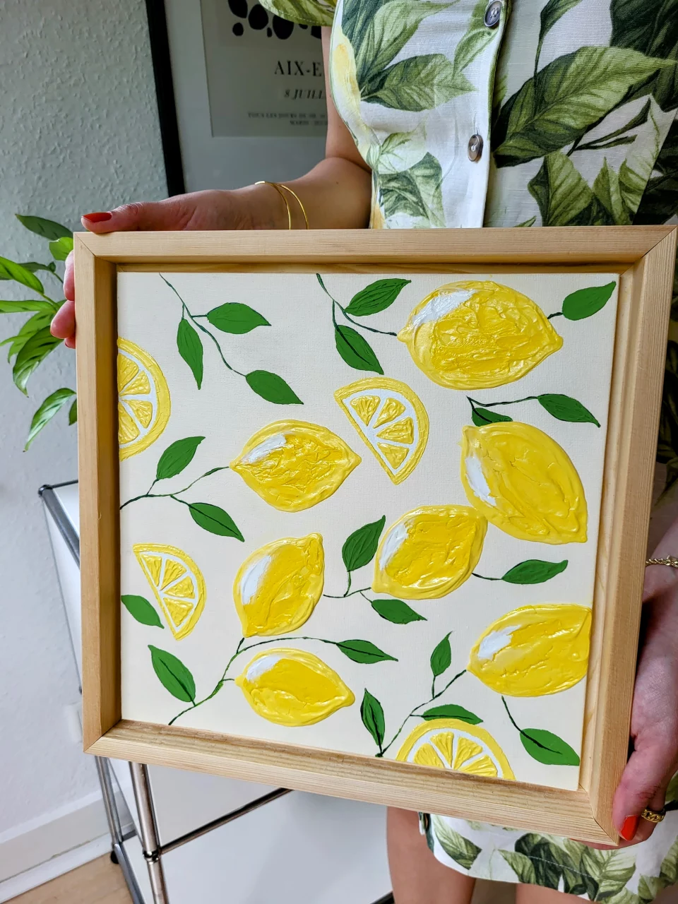 Acrylbild "Amalfi Lemons" Zitronen gelb aus Acrylfarben und Strukturpaste