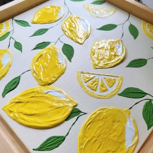 Acrylbild "Amalfi Lemons" Zitronen gelb aus Acrylfarben und Strukturpaste