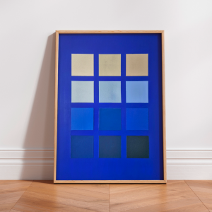 Strukturbild "Squares" 12 Farbfelder in Beige- und Blautönen