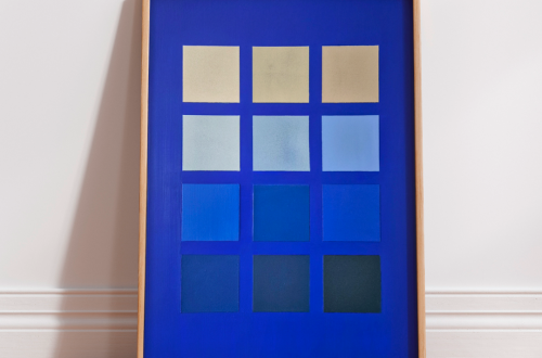 Strukturbild "Squares" 12 Farbfelder in Beige- und Blautönen